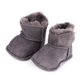 Babyschühchen mit Lammfell grau