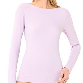 Damen T-Shirt mit langen Ärmeln Modal mit Kaschmir, hellviolett