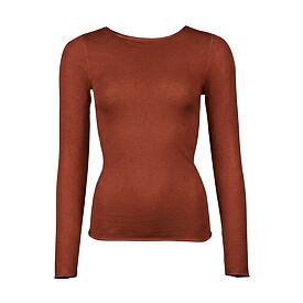 Damen-T-Shirt mit langen Ärmeln Modal mit Kaschmir, Zimt