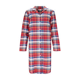 Damen-Nachthemd aus Flanell kariert orangeblau