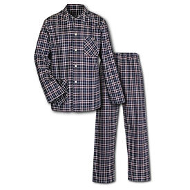 Herren-Pyjama aus Flanell Langarm rotblau