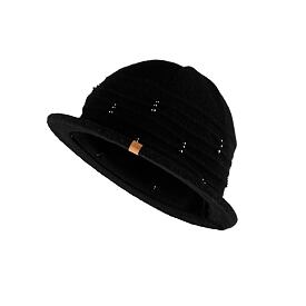 Damenhut mit Schafwolle schwarz