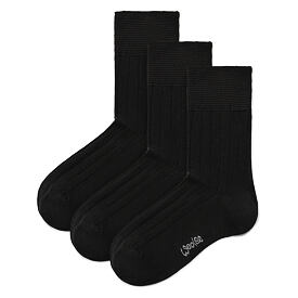 3 Paar Baumwollsocken mit Komfortbund, schwarz