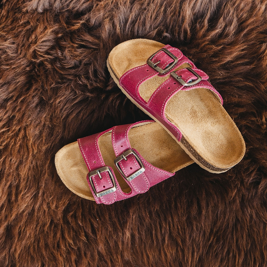 Anatomische Kinderhausschuhe aus Kork rosa