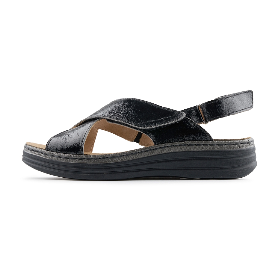 Ledersandalen für Damen Darina schwarz