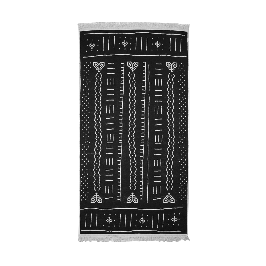 Teppich aus rezyklierter Baumwolle mit Muster schwarz-weiß