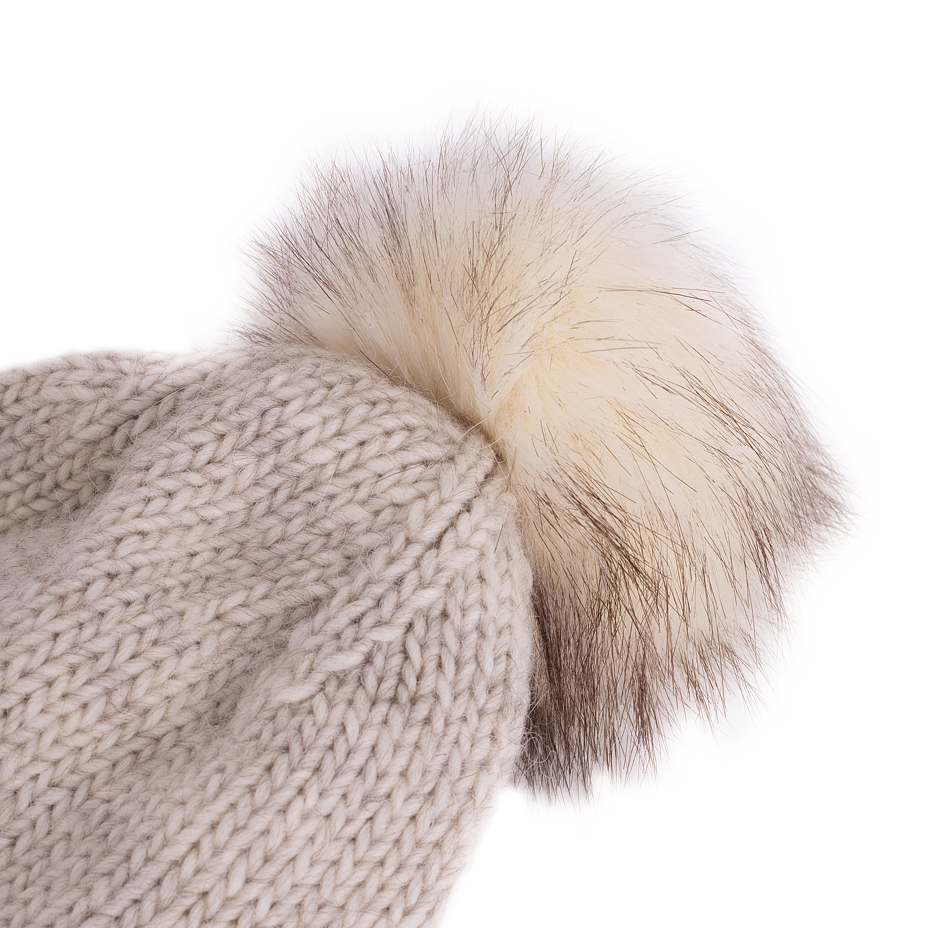 Ohrenfellmütze aus Wolle für Kinder Vlnka V19 beige