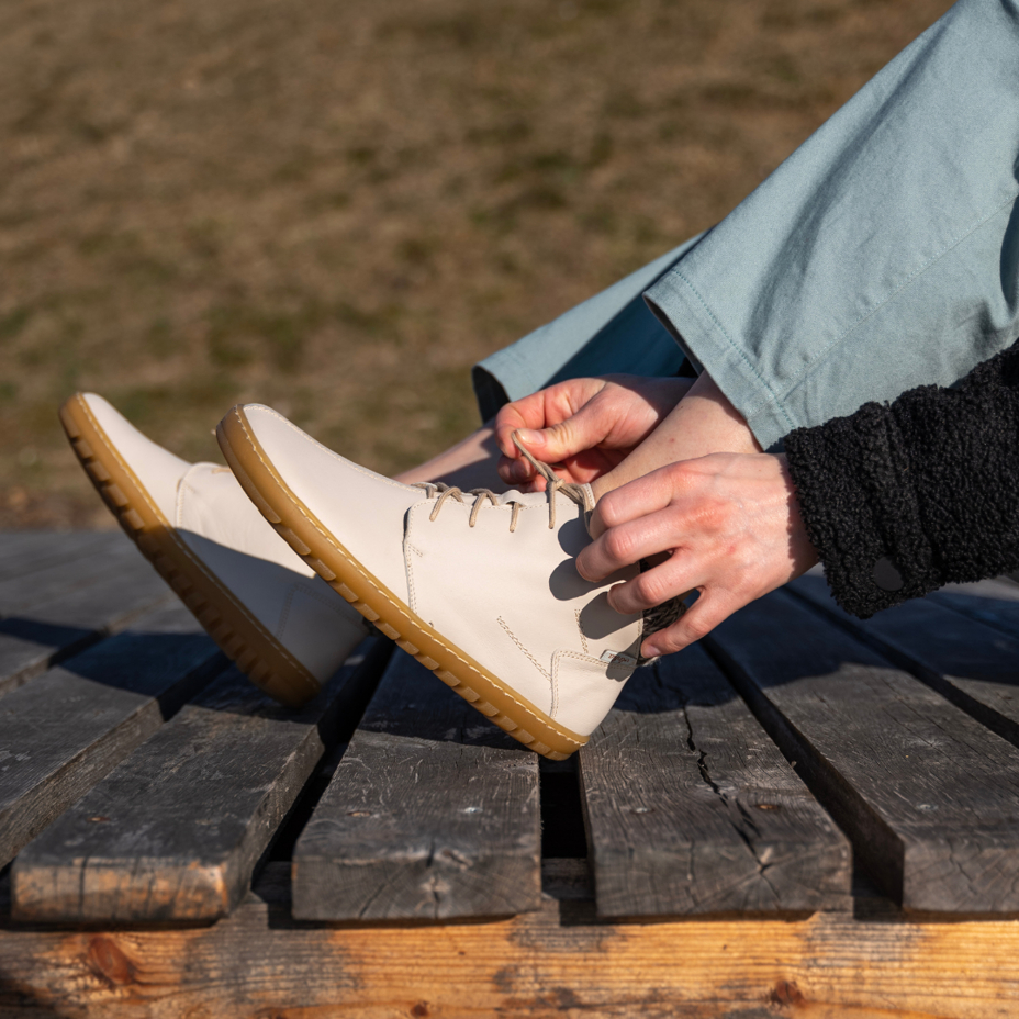 Damen Barfuß Stiefeletten aus Leder Kiska creme