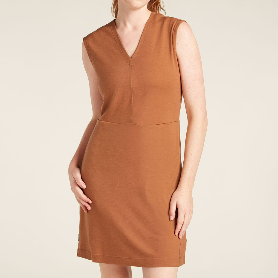Damenkleid Women Merino 200 Granary Sleeveless V Neck Dress Icebreaker Dusty Clay