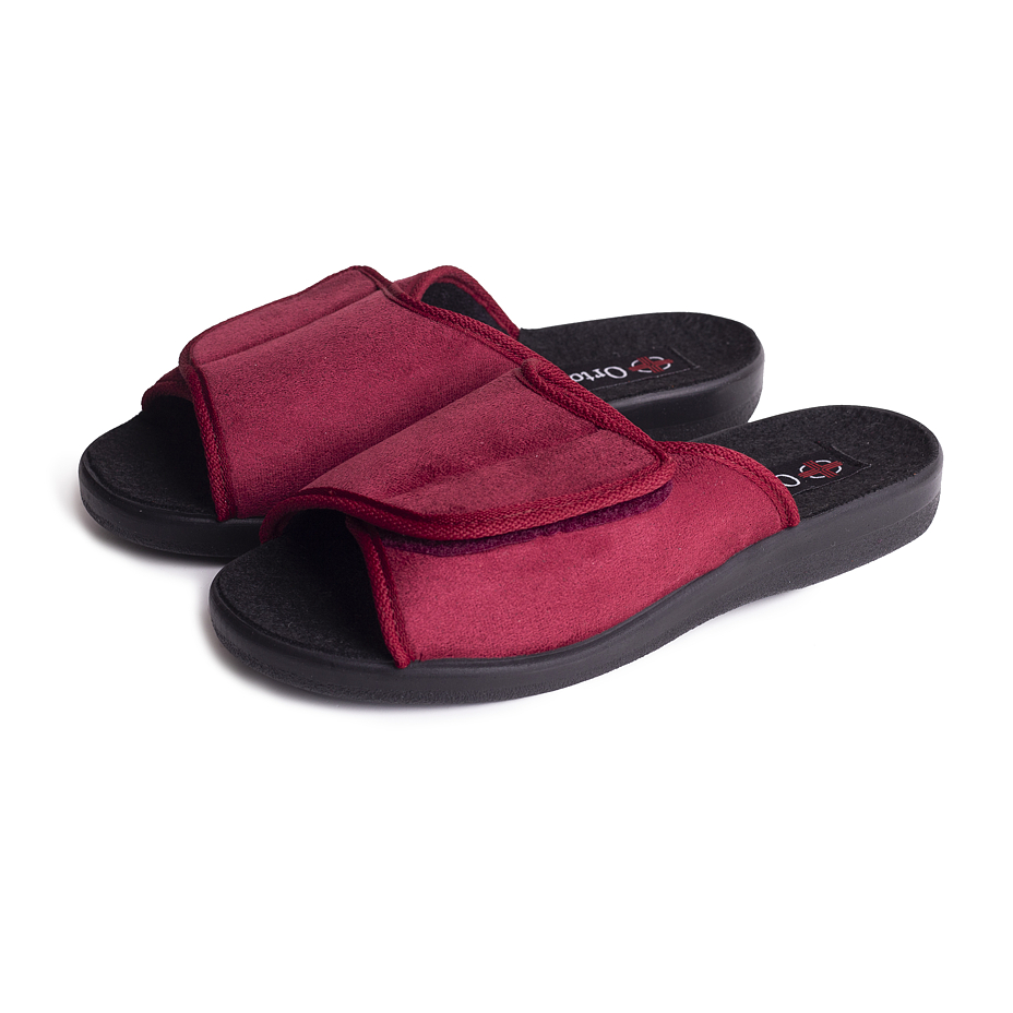 Verbandpantoffeln mit Klettverschluss für Damen rot