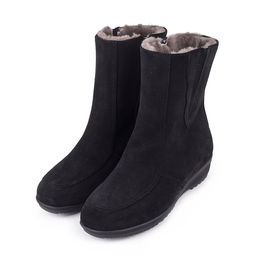 Winter-Lederstiefel mit Schafwolle für Damen Monika schwarz