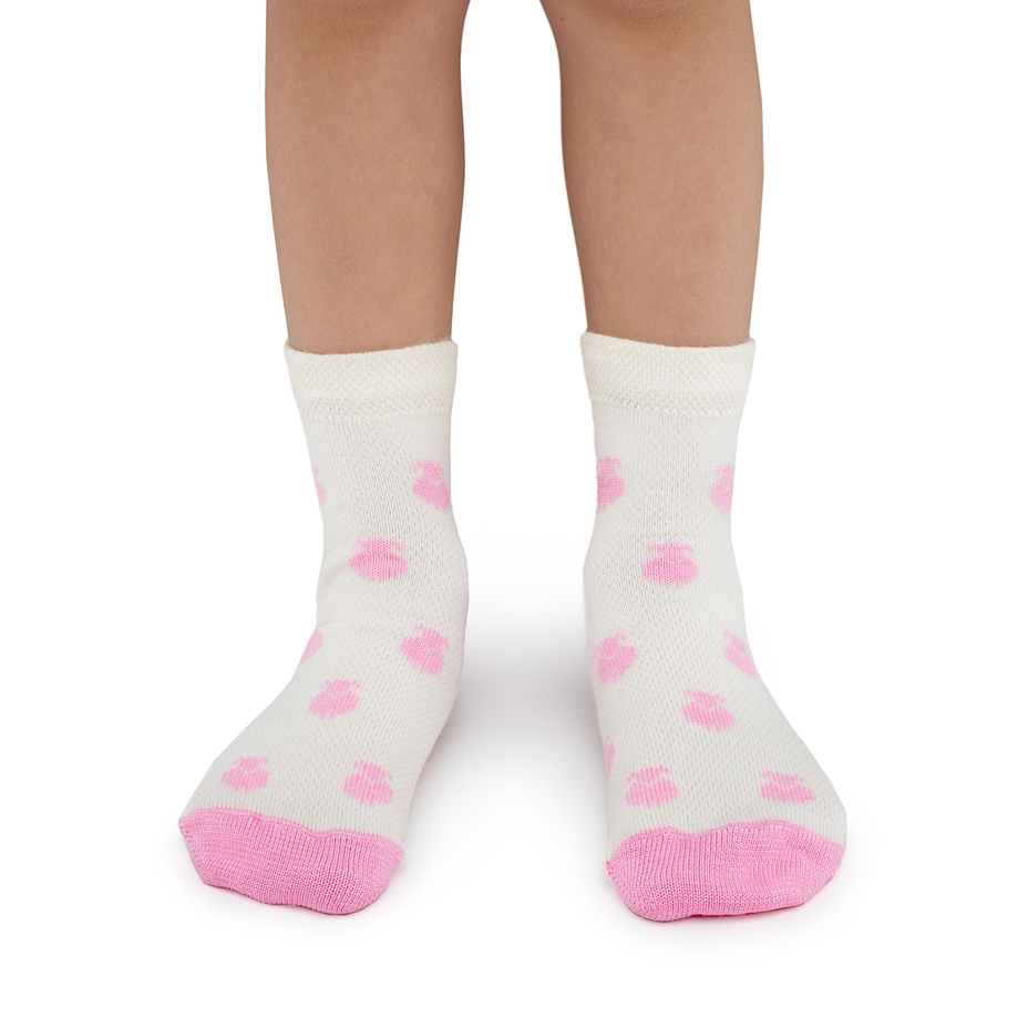 Sommer-Merino-Kindersocken "Schäfchen" rosa