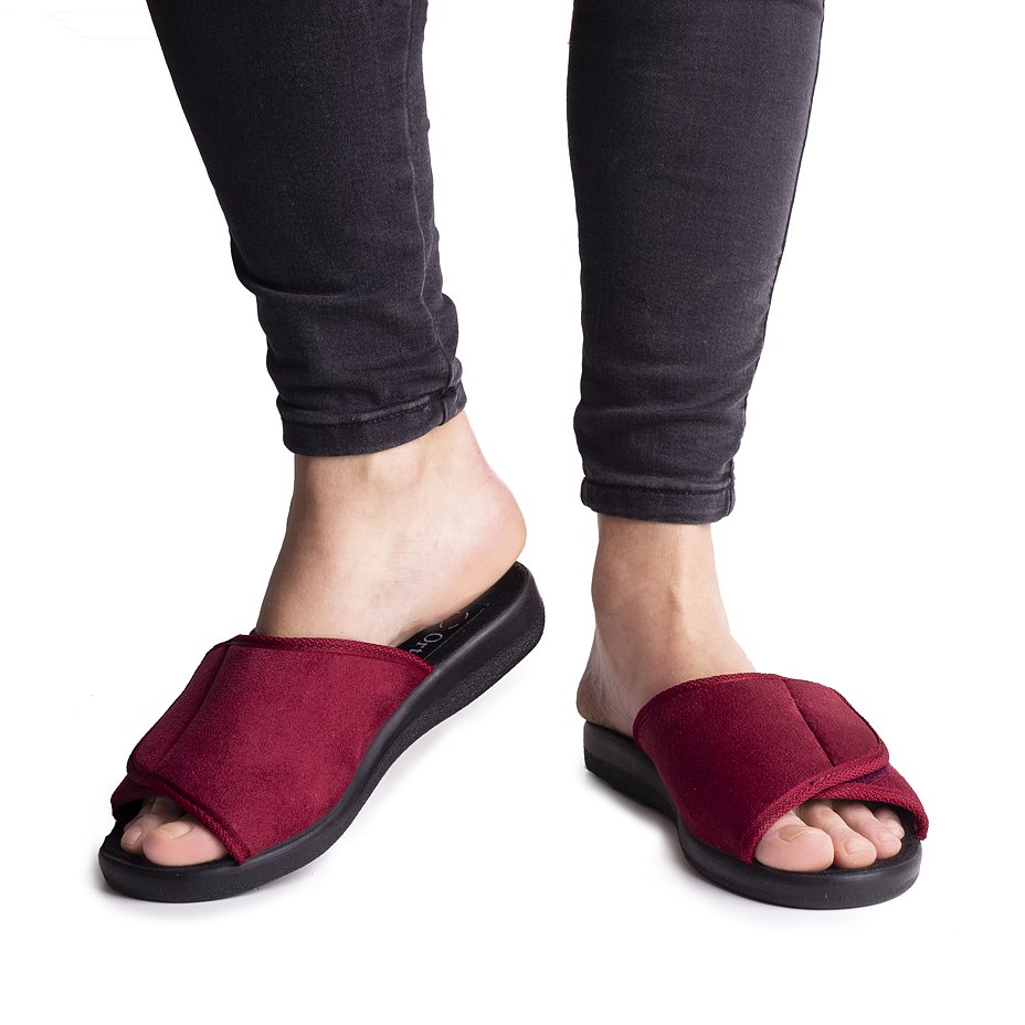 Verbandpantoffeln mit Klettverschluss für Damen rot
