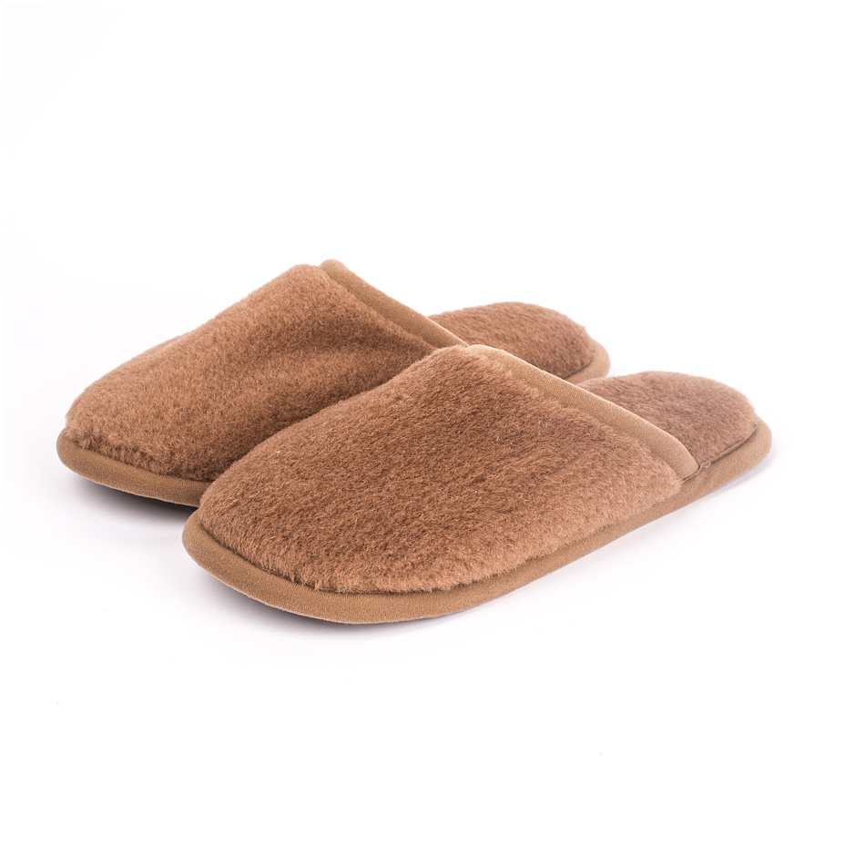 Pantoffeln mit Kamel- und Schafwolle, braun