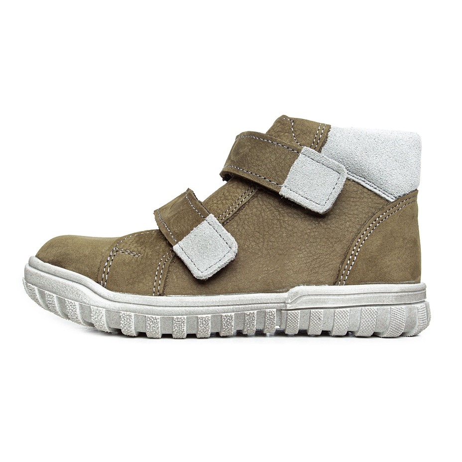 Ledersneaker mit Klettverschluss für Kinder Pepe khaki