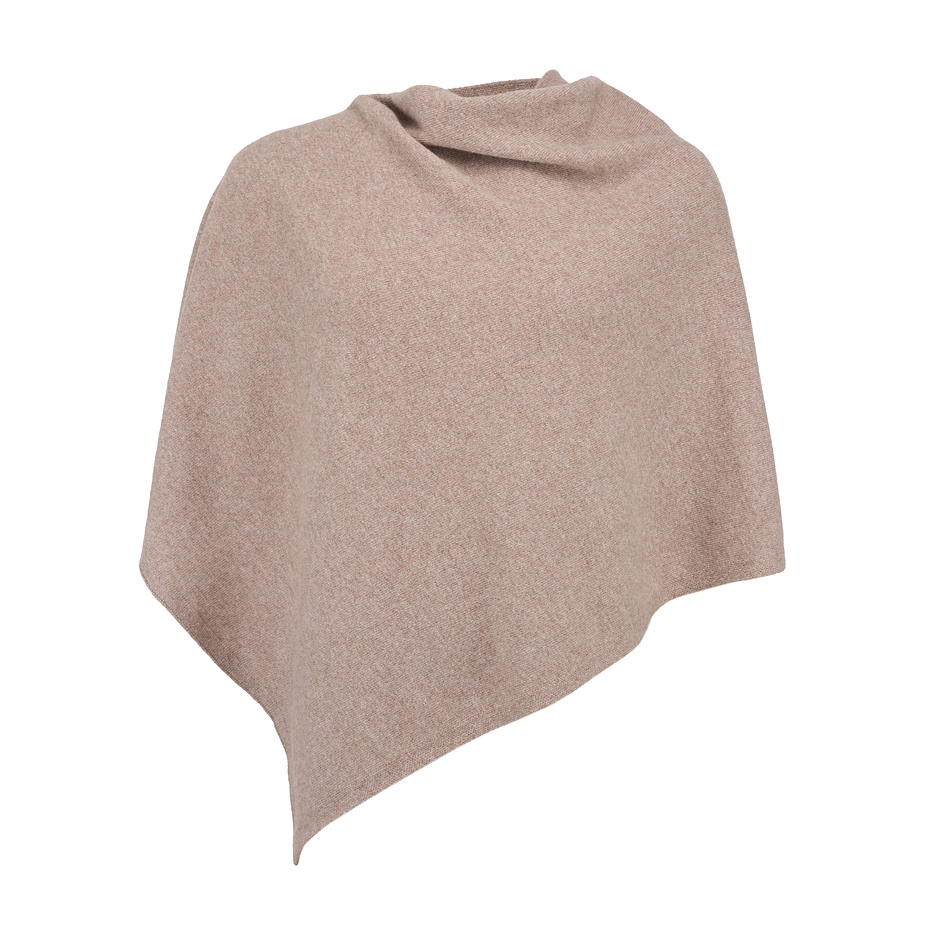 Poncho aus Merino Wolle mit Kaschmir Lazio braun