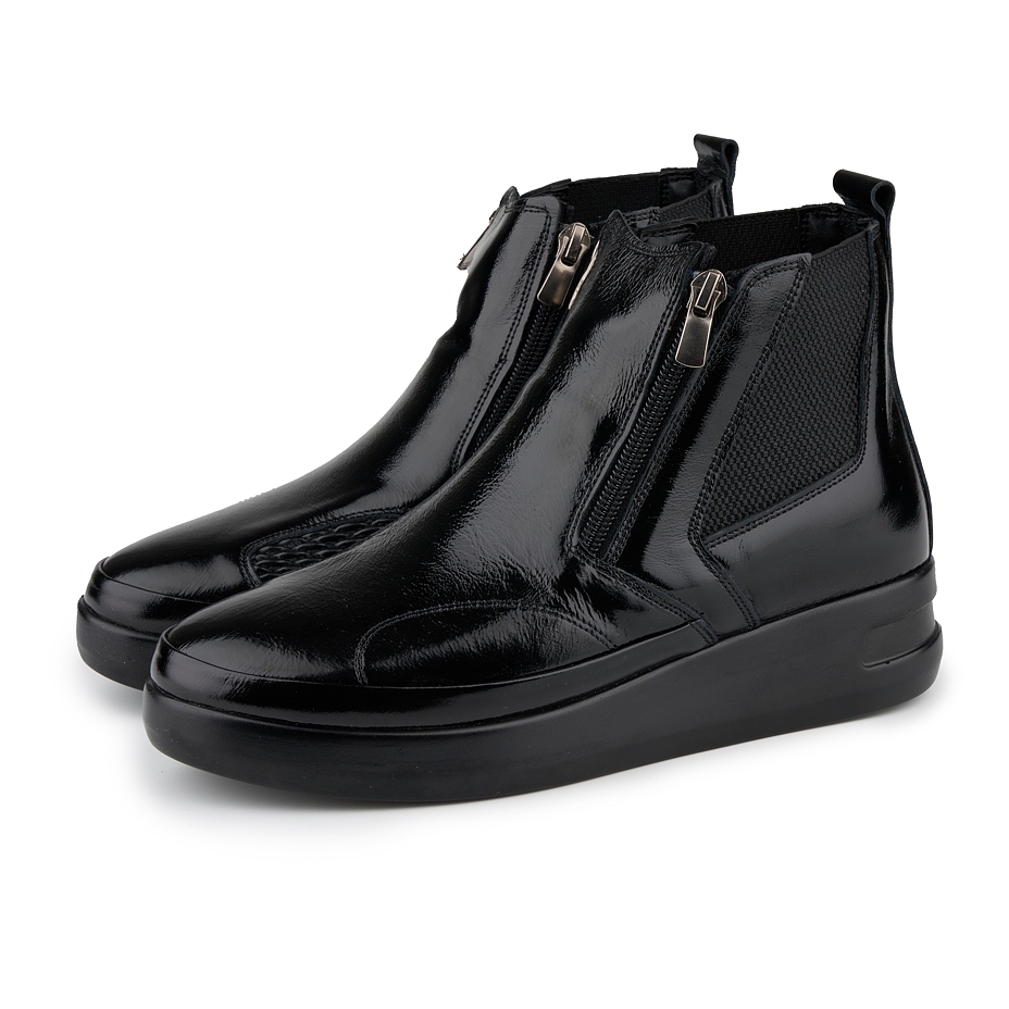 Damen Stiefeletten aus Leder für Halux mit Reißverschluss Rebeka schwarz