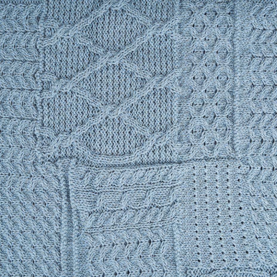 Strickplaid aus Wolle Merino blau