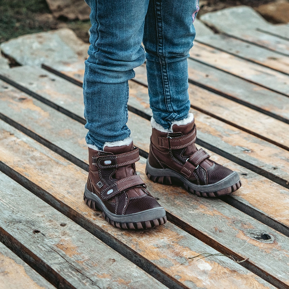 Winterschuhe mit Schafwolle für Kinder Bobo braun