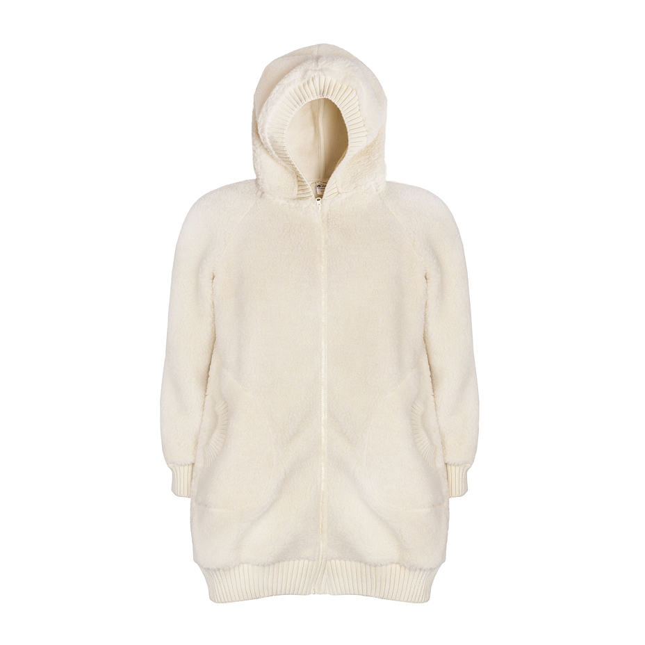 Verlängertes Sweatshirt aus Schafwolle natürlich