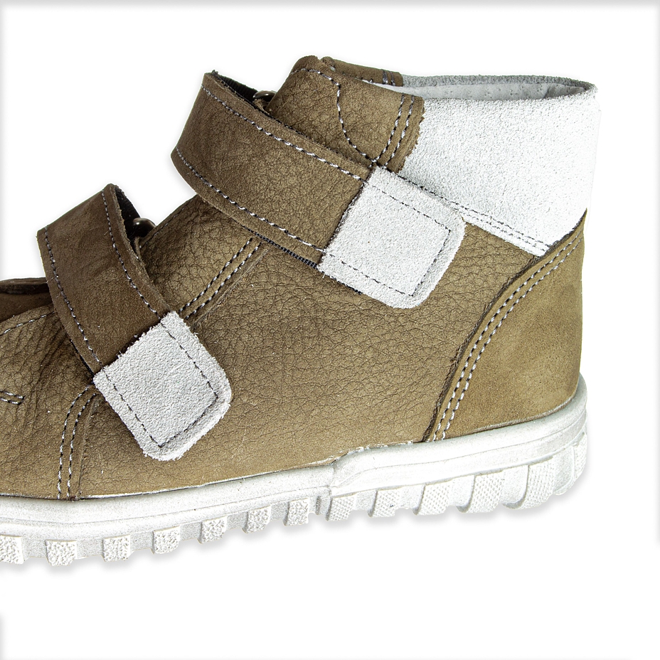 Ledersneaker mit Klettverschluss für Kinder Pepe khaki