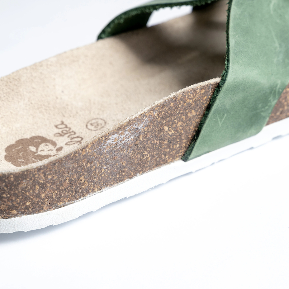 Anatomische Korkpantoletten für Damen Zora grün – B-Ware