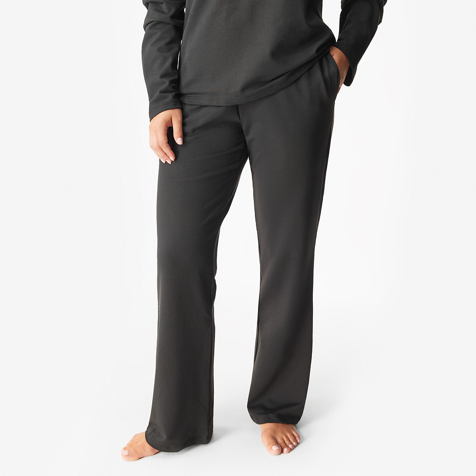 Damen-Jogginghose aus Baumwolle mit Gummi schwarz