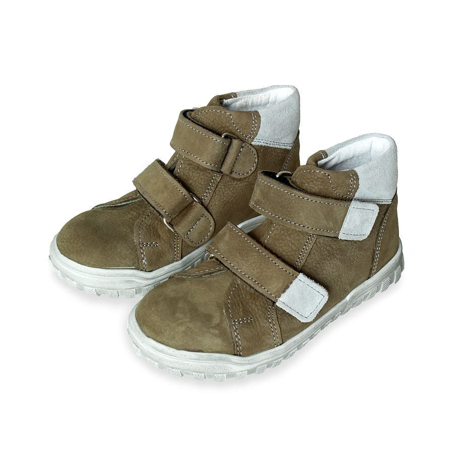 Ledersneaker mit Klettverschluss für Kinder Pepe khaki