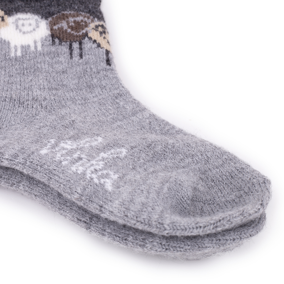 Kindersocken Merino Schäfchenclique dunkelgrau