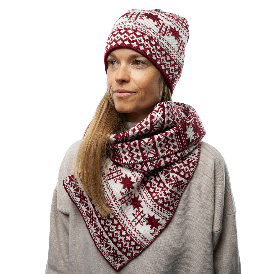 Wollschall mit Norwegermuster Vlnka B08 rot