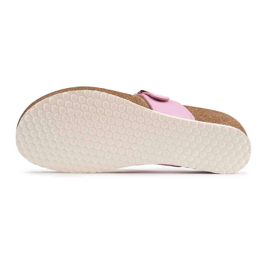 Leder-Pantolette mit Korksohle auf Keilabsatz für Damen Agata rosa