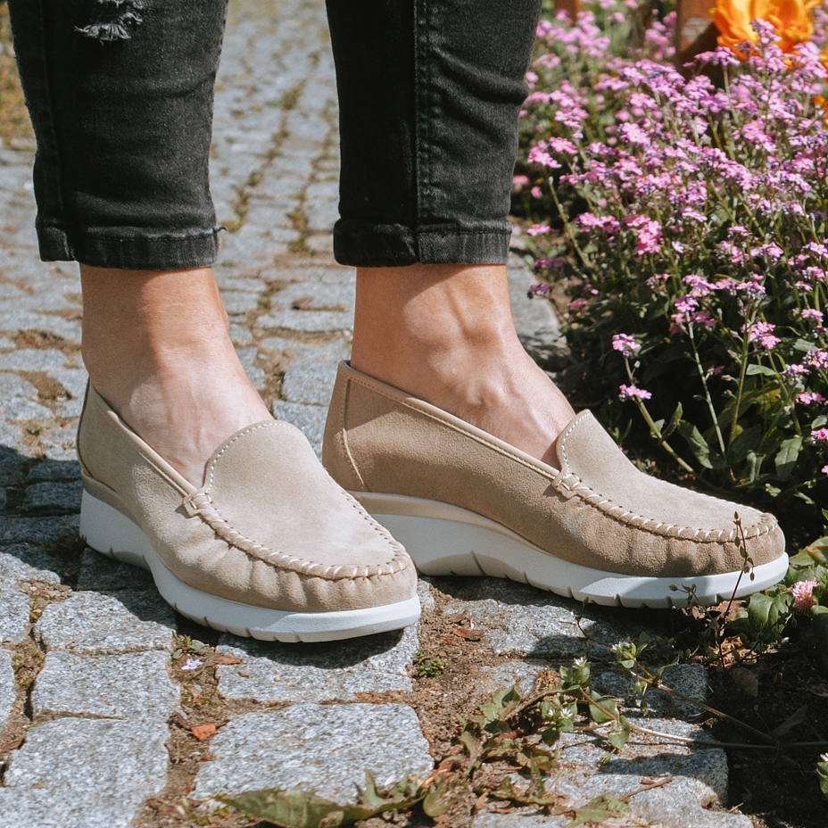 Lederhalbschuhe für Damen Ester beige